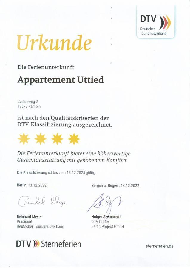 Appartement Uttied Mit Terrasse Und Garten - 4 Sterne Dtv Rambin 외부 사진